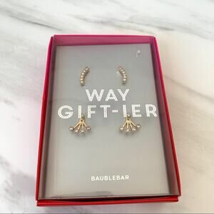 BaubleBar Rhinestone gold earrings set gift box